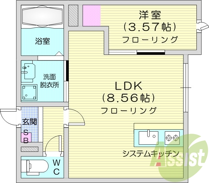1LDK、東向き、ペット相談、浴室乾燥機、追い焚き給湯