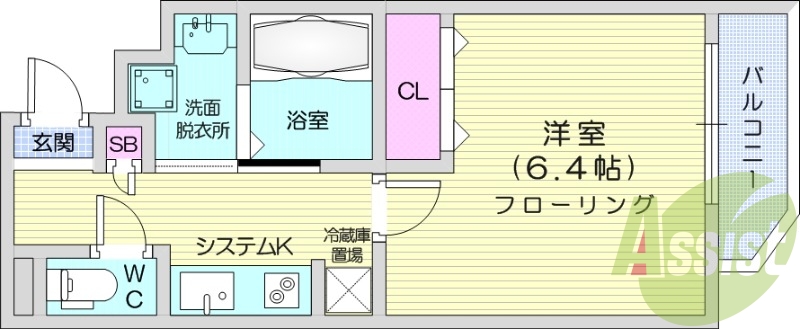1K、ペット飼育可能、ウォークインクローゼット