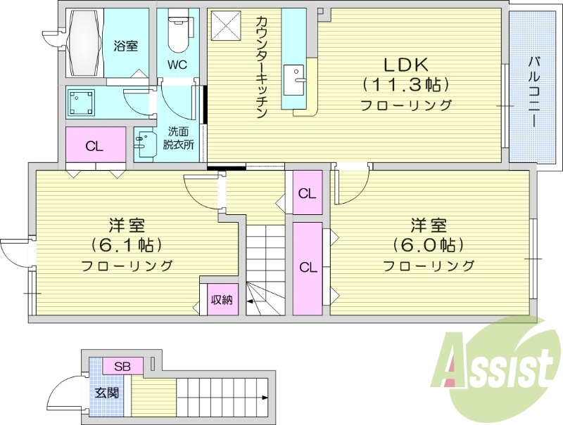 2LDK　追い炊き機能　浴室乾燥機　プロパンガス