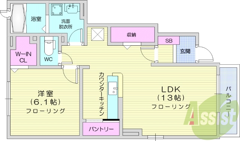 1LDK　独立洗面台　追い炊き機能　浴室乾燥機　エアコン