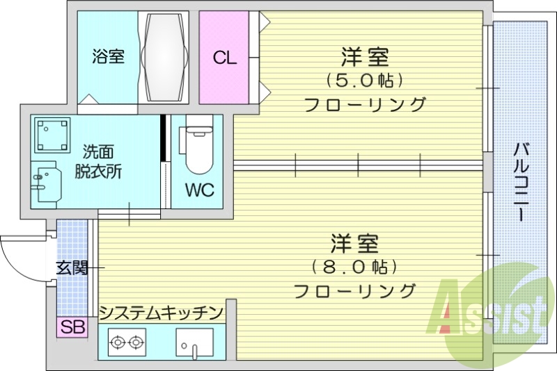 １LDK、エアコン、独立洗面台、追い焚き、