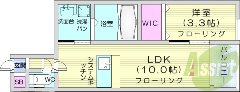 1ＬＤＫ、バストイレ別、独立洗面台、浴室乾燥機