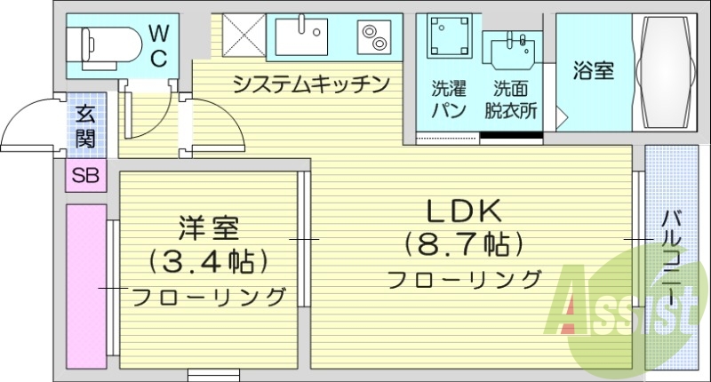 1LDK、ネット無料、オートロック、IH。