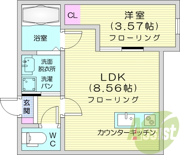 1LDK、エアコン2台、防犯カメラ、オートロック、追い焚き