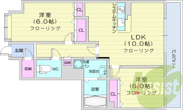 1LDK、システムキッチン、オートロック、浴室乾燥、エアコン