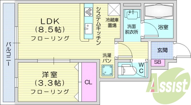 1LDK、ネット無料、浴室乾燥、IH、独立洗面台、追い焚き