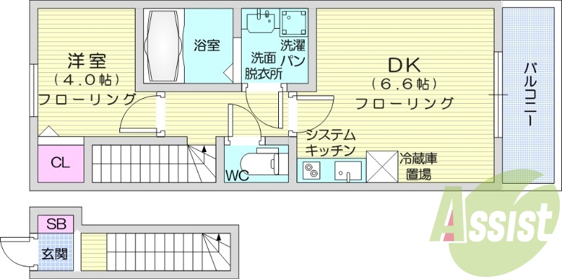 1DK、収納、セパレート、エアコン、インターホン、シャワー