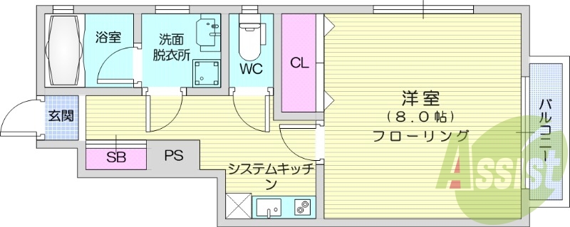 1K、モニター付きインターホン、バストイレ別、温水洗浄便座