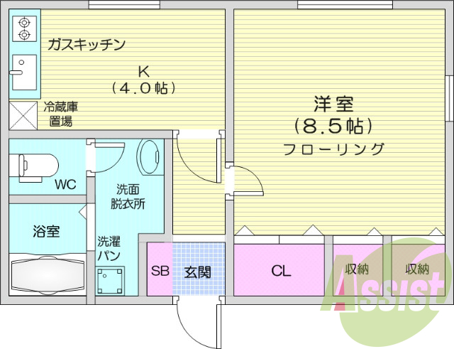 1K、二人入居可、追い焚き機能付き