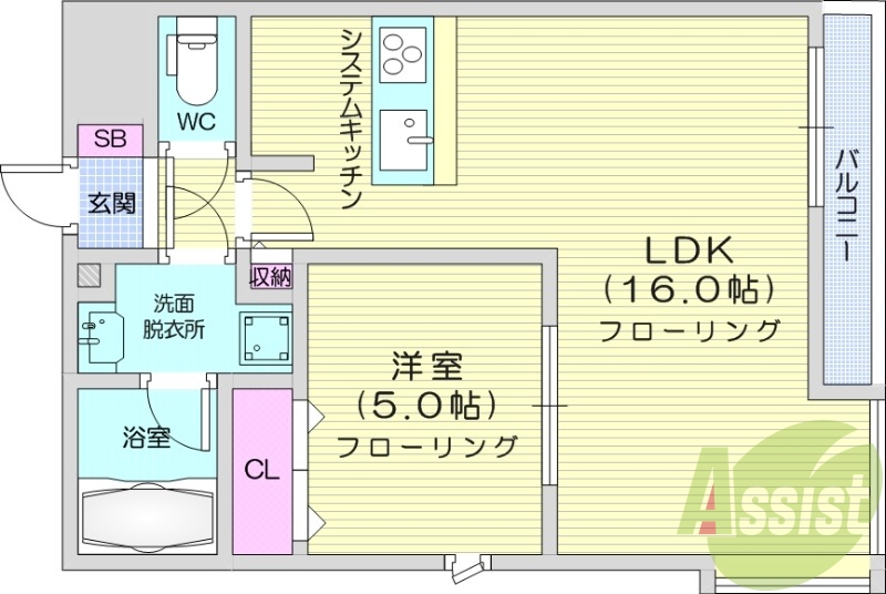 1LDK、エアコン、ネット無料、IHコンロ、オートロック