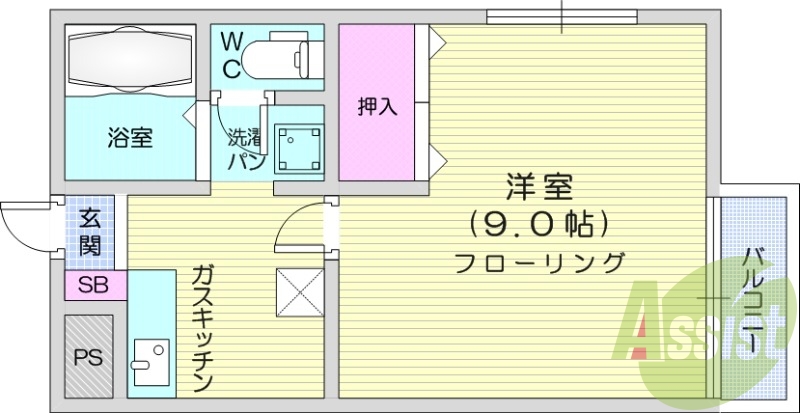 １Ｋ、バストイレ別、温水洗浄便座、シューズボックス