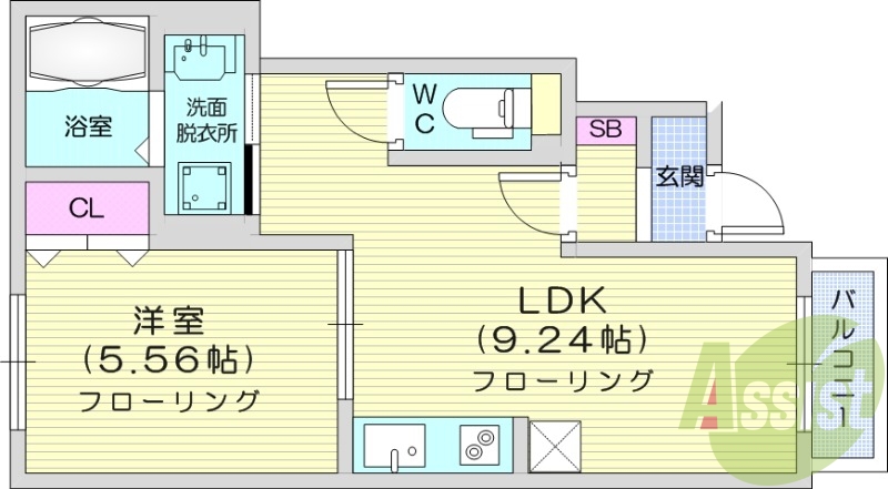 1LDK、エアコン、ネット無料、IHクッキングヒータ