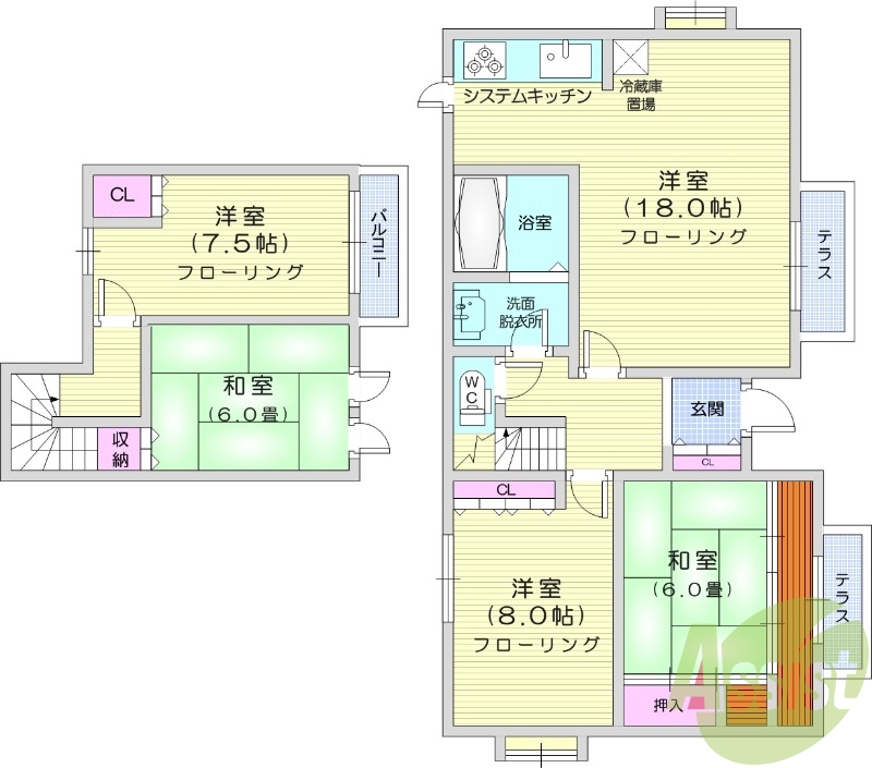 -階の間取り図