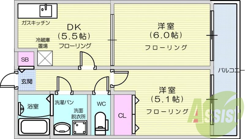 ２K、エアコン、温水洗浄便座、独立洗面台、追い焚き機能