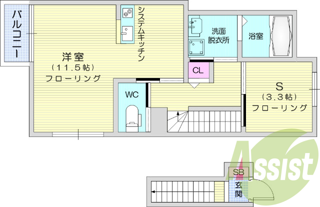1LDK、エアコン、IH、追い炊き、浴室乾燥、洗面台