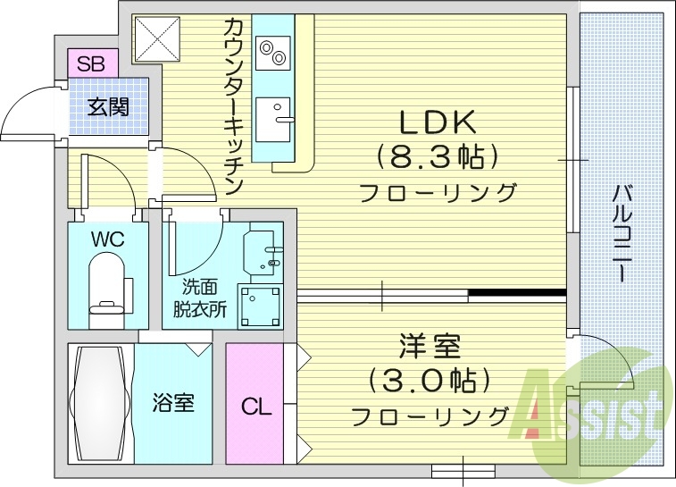 1LDK、エアコン、ネット無料、浴室乾燥、追い焚き機能