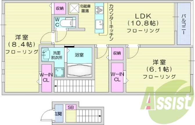2LDK、ホームセキュリティ、防犯カメラ、バルコニー
