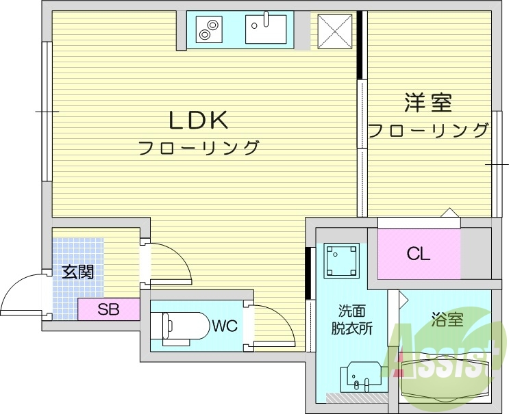 １LDK、都市ガス、ネット無料、宅配BOX