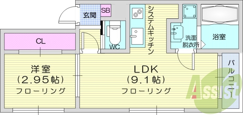１LDK、オートロック、浴室乾燥、追い炊き、脱衣所