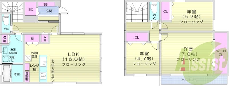 3LDKｍフローリング、オール電化、敷地内駐車場2台！