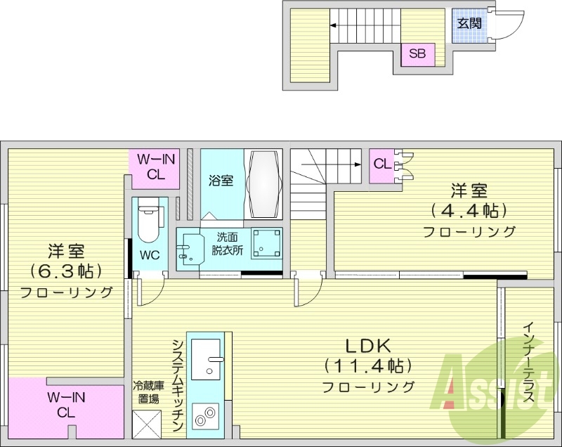 2LDK、ネット無料、独立洗面台、宅配ボックス。