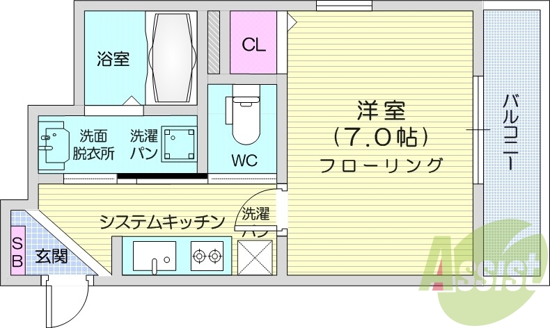 1K、宅配ボックス、追い焚き、ネット無料、エアコン
