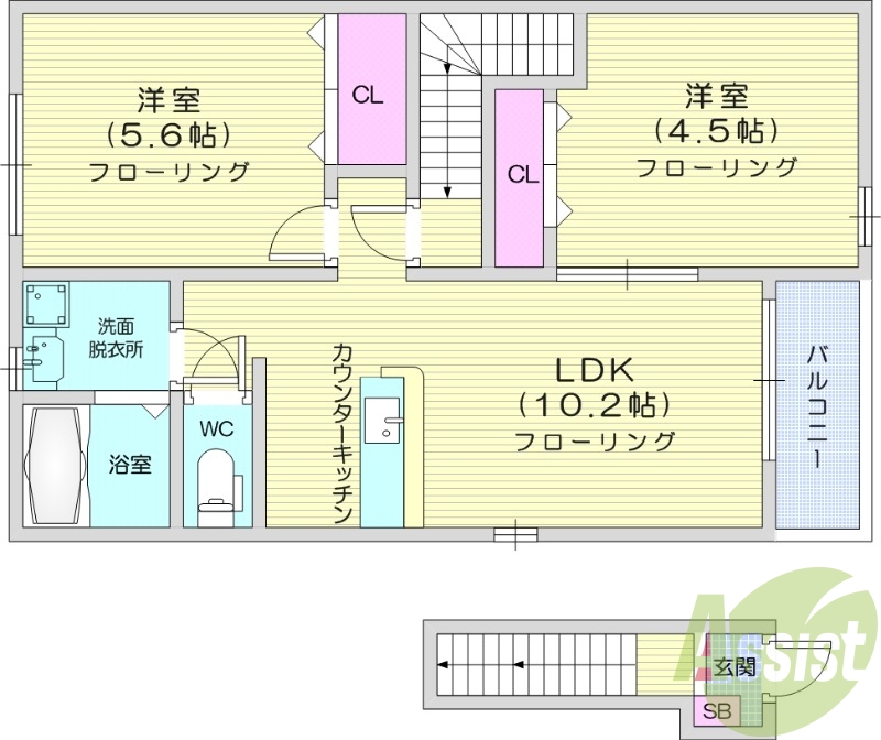 1LDK、エアコン、室内洗濯機置き場、トイレ浴室別、収納