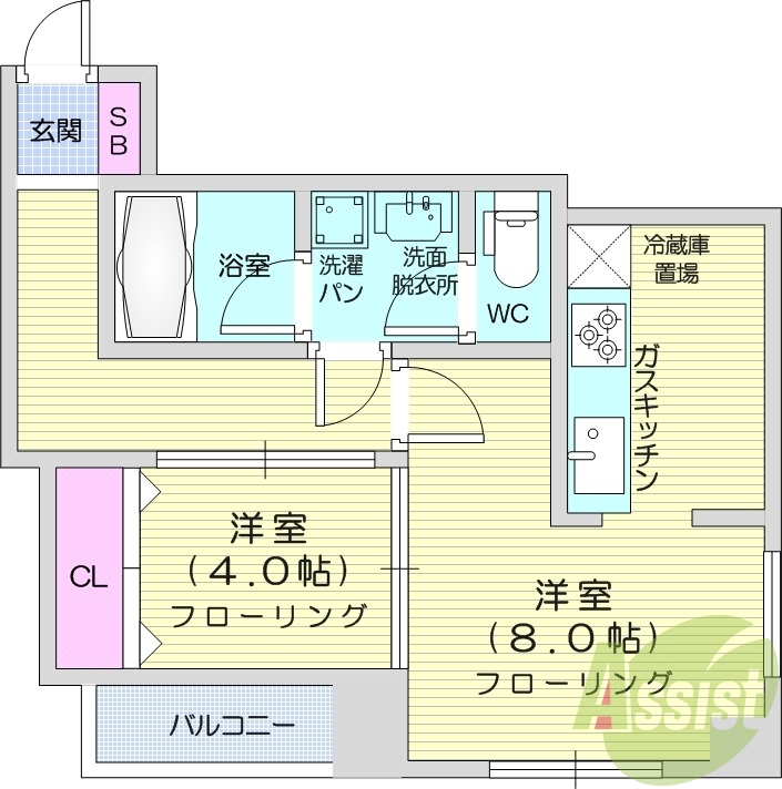 2SDK、角部屋、システムキッチン、オートロック、B・T別
