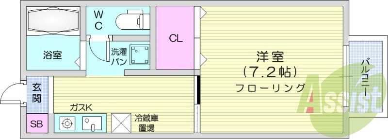 1K、ネット無料、コンロ付、温水洗浄便座
