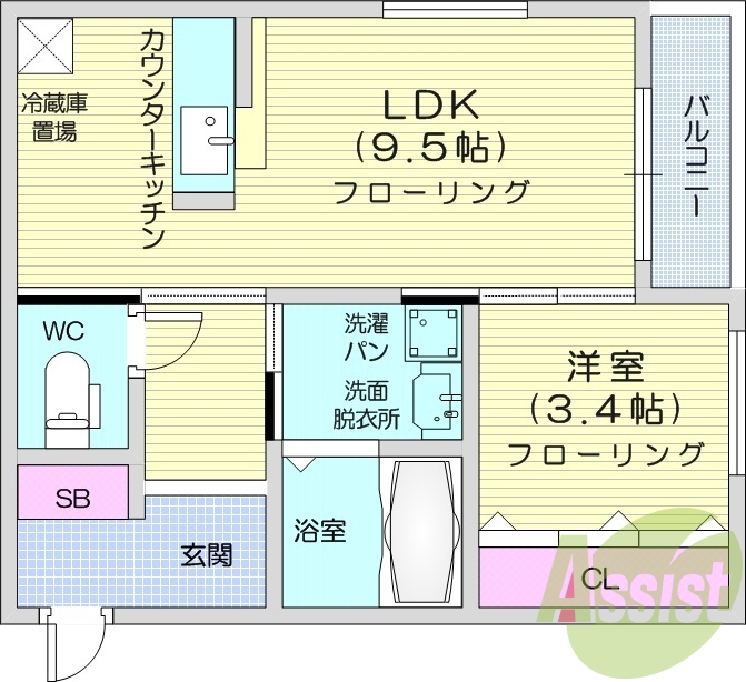 1LDK　追い炊き機能　浴室乾燥機　プロパンガス　出窓