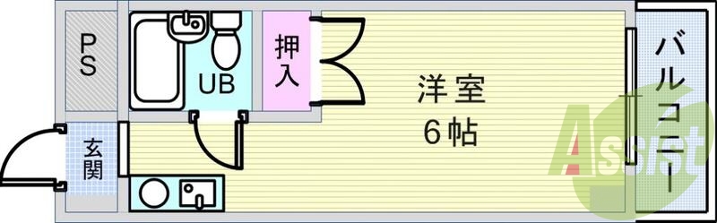 1K(17.64平米）エアコン・インターフォン・ネット無料