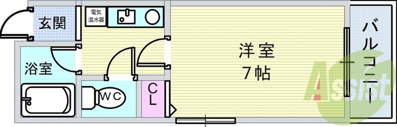 1K・オール電化・エアコン・フローリング