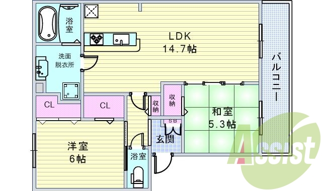 １ＬＤＫＳ（６０．５７平米）セコム、エアコン、追い炊き