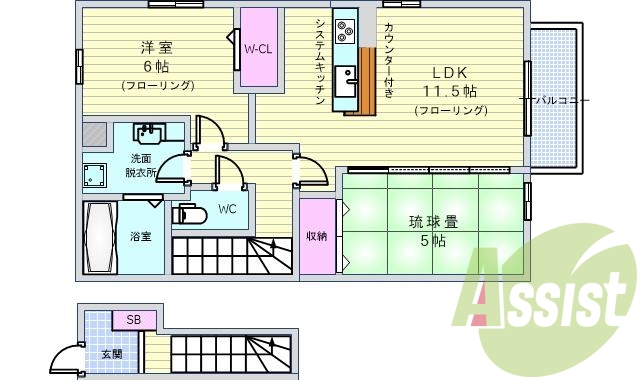 ２ＬＤＫ（５９．４５平米）システムＫ・シャンドレ