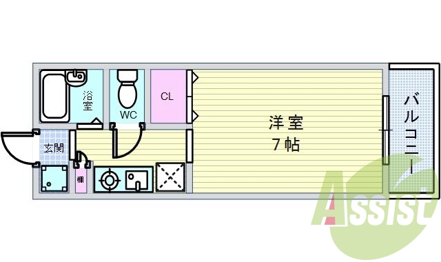 1K（23.19平米）エアコン・宅配ボックス・シャッター雨戸