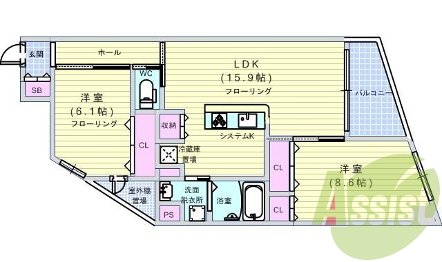 2LDK・オートロック・シャンプードレッサー・フローリング