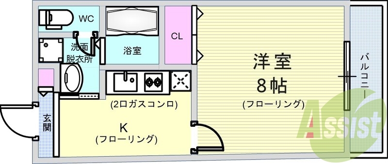 1K シャンプードレッサー・TVホン・浴室乾燥・フローリング