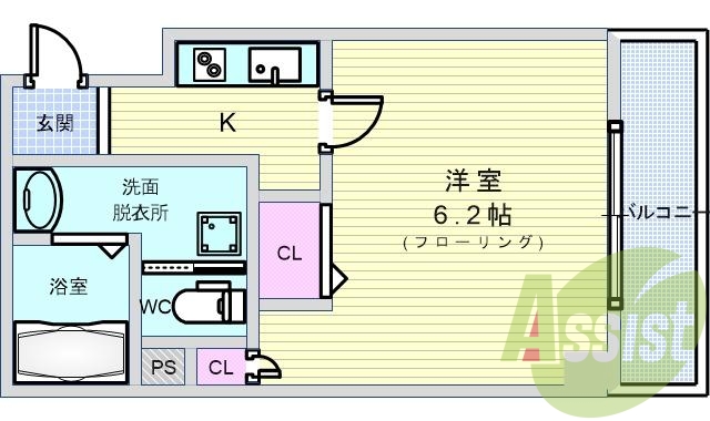 １Ｋ・３点セパレート・オートロック・エアコン・ウォシュレット