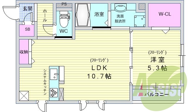 1ＬＤＫ「40.93平米」モニターホン・オートロック