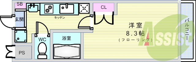 1K、システムキッチン、独立洗面、オートロック、セパレート