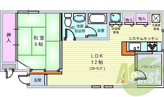 １ＬＤＫ（３９．９平米）システムキッチン・ＣＡＴＶ・エアコン
