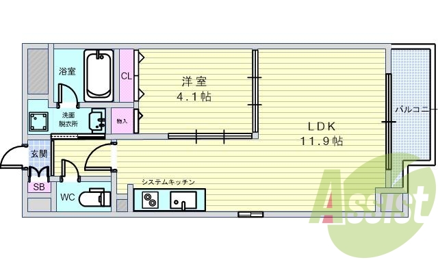 1LDK(40.42平米）エアコン・温水洗浄便座・オール電化