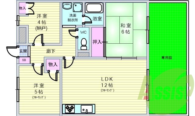 2ＳＬＤＫ（59.62平米）システムキッチン・ＴＶモニター