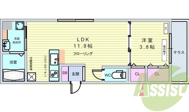 １ＬＤＫ（37平米）システムキッチン・TVインターホン