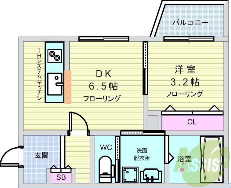 1DK・犬猫飼育可能・駅徒歩3分・オートロック・ＩＨキッチン