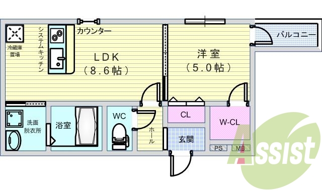 1LDK(35.26平米)オートロック・宅配BOX・エアコン