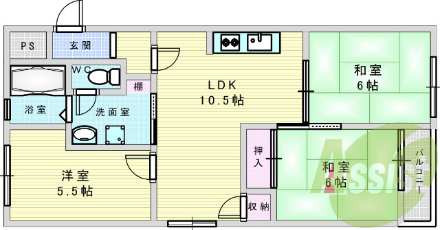 ゆったりの３LDK角部屋です。