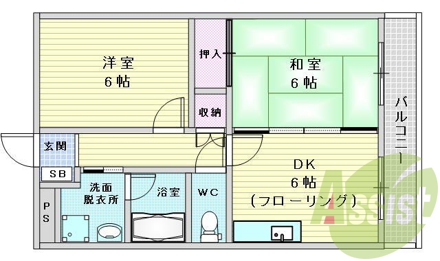 2ＤＫ：ペット飼育可能・シューズボックス
