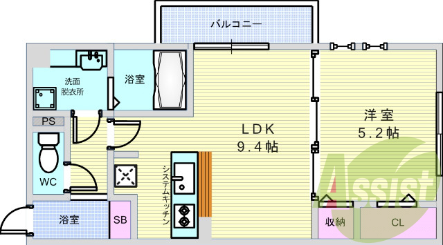 1LDK（37.78平米）対面キッチン・TVインターホン