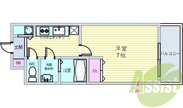 1K（25.04平米）システムキッチン・モニター付きドアホン